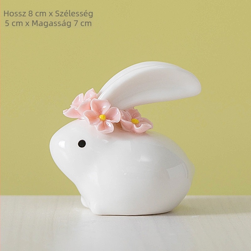 Porcelán nyuszi - dekoratív figurka az asztalra és az otthonba, teaceremóniához és modern minimalistikus ajándék