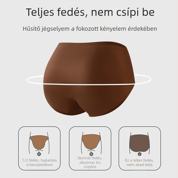 Női seamless nylon alsónemű, középmagasságú, antibakteriális és lélegző, Ice Silk felületű finisz, intim résznél mulberry selyem bélés