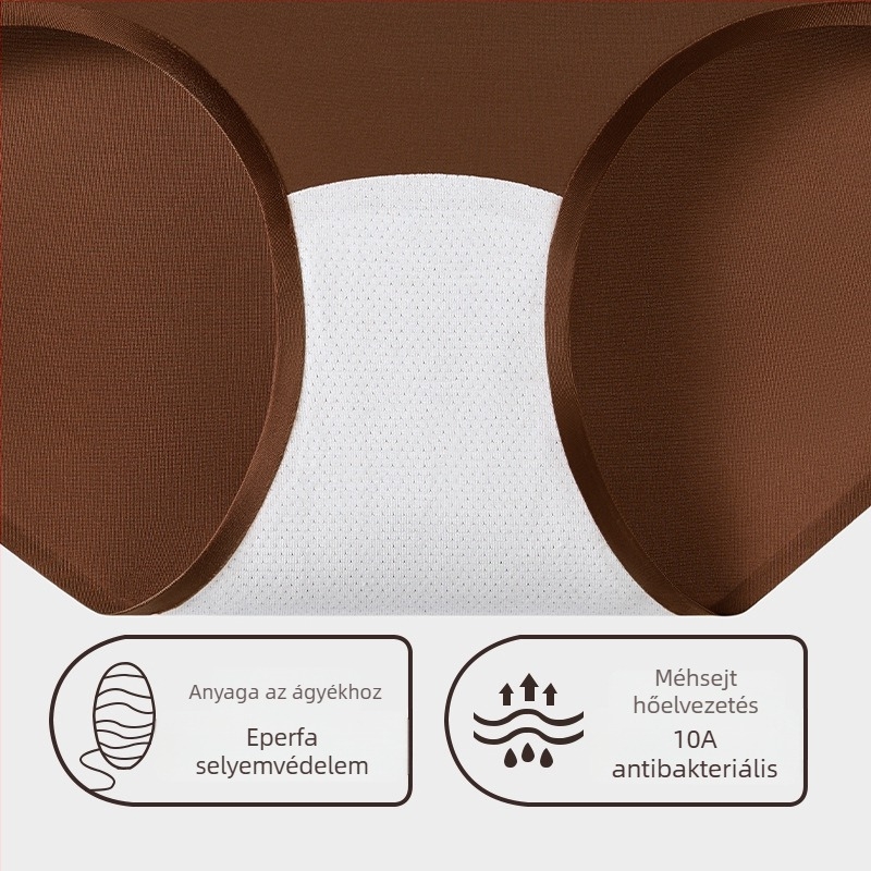 Női seamless nylon alsónemű, középmagasságú, antibakteriális és lélegző, Ice Silk felületű finisz, intim résznél mulberry selyem bélés