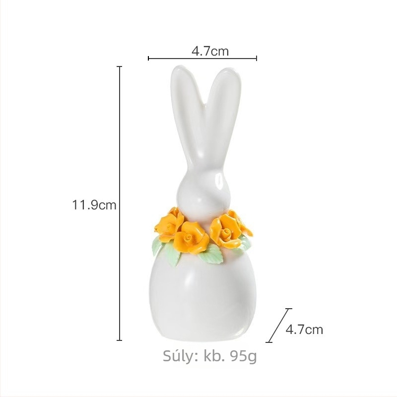 Skandináv mini kerámia nyúl dísz a nappaliba – modern minimalist dekoráció