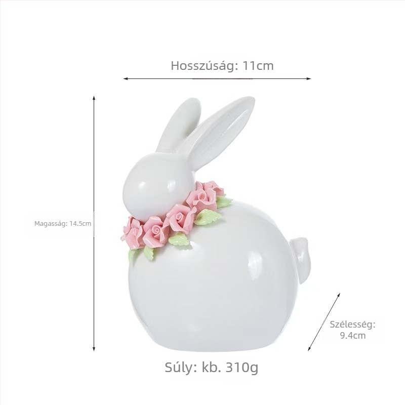 Skandináv mini kerámia nyúl dísz a nappaliba – modern minimalist dekoráció