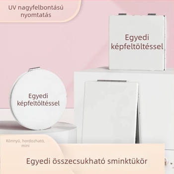 PU bőr összecsukható kozmetikai tükör személyre szabott logóval – kézben tartható, kompakt mini tükör