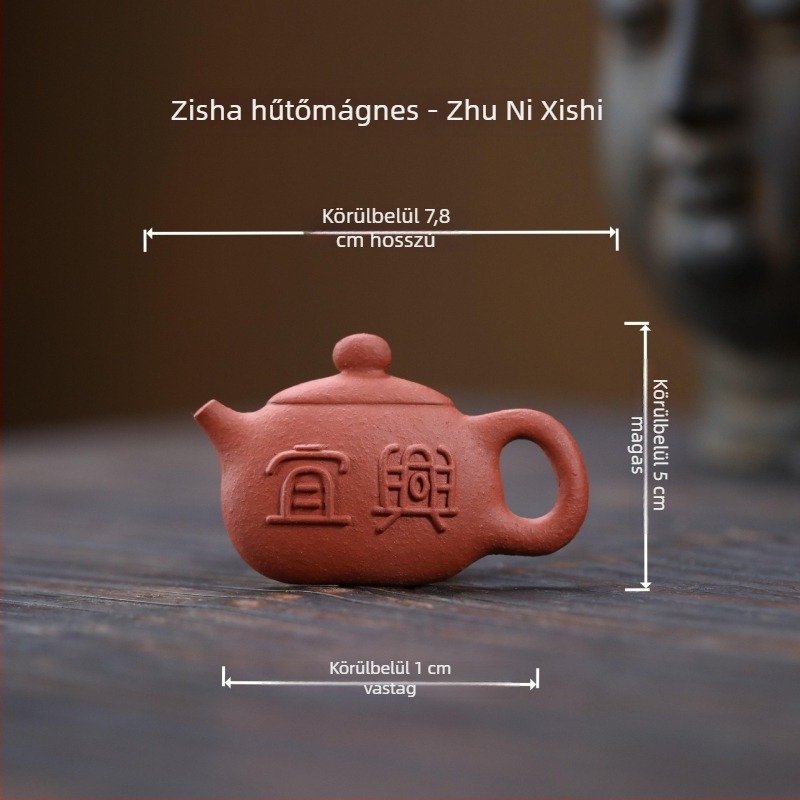 Yixing lila agyag teáskanna hűtőmágnes, mágneses hátsó résszel – kreatív tea pet dísz
