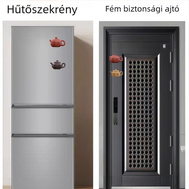 Yixing lila agyag teáskanna hűtőmágnes, mágneses hátsó résszel – kreatív tea pet dísz