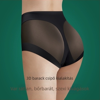 Női magas derekú ice silk alsónemű, haskontrollal és csípőemeléssel, hálós anyag, légáteresztő, plusz méret, nyárra