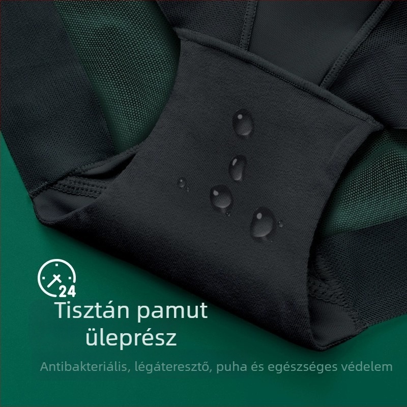 Női magas derekú ice silk alsónemű, haskontrollal és csípőemeléssel, hálós anyag, légáteresztő, plusz méret, nyárra