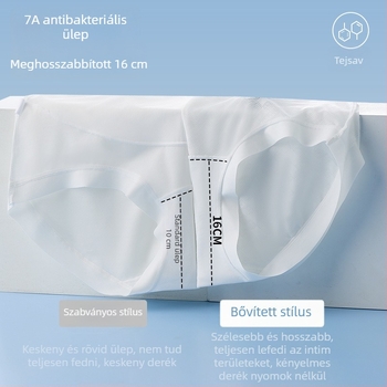 Női ice silk bikini bugyi antibakteriális tulajdonságokkal, légáteresztő, magas rugalmasságú, kényelmes nyomásmentes viselet, pamut bélés a szeméremtájékon.