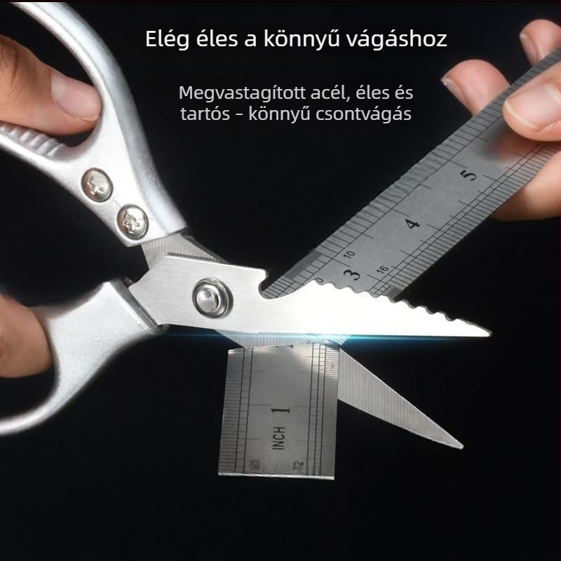 Háztartási többfunkciós konyhai olló csontok, zöldségek és élelmiszerek vágására – rozsdamentes acélból készült, erős olló hal és csirke csontjainak vágásához