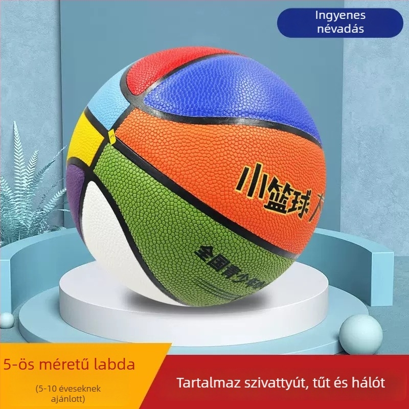 PU kosárlabda, 5-ös méret, narancsárga — tartós, kopásálló, felnőttek és diákok számára, osztálynév feliratos testreszabása.