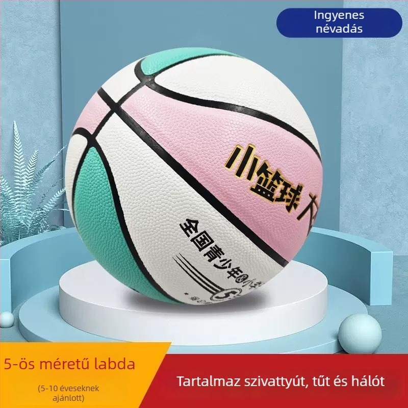 PU kosárlabda, 5-ös méret, narancsárga — tartós, kopásálló, felnőttek és diákok számára, osztálynév feliratos testreszabása.