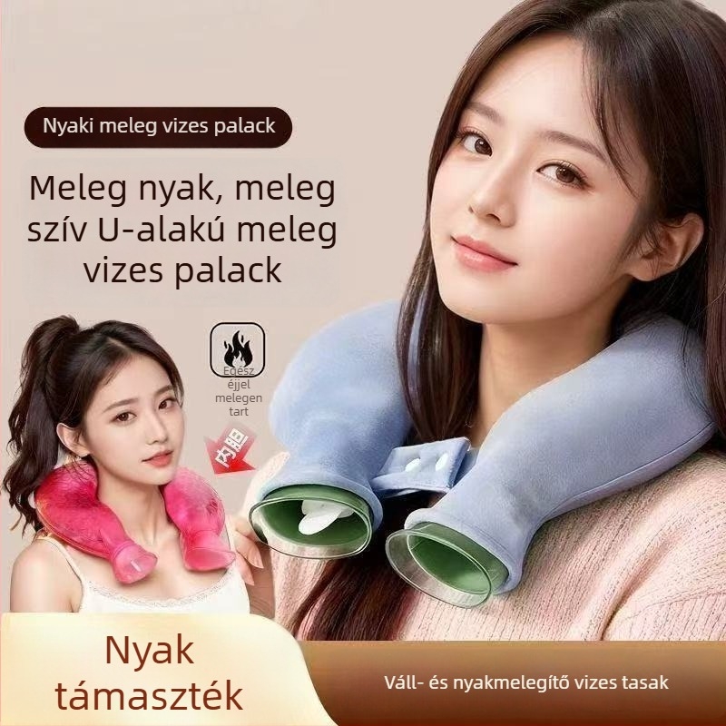 U-alakú vízzel töltött melegítő párna nyakhoz és vállakhoz, nyaki gerinc melegítése vízbefecskendezéssel, téli lábmelegítés