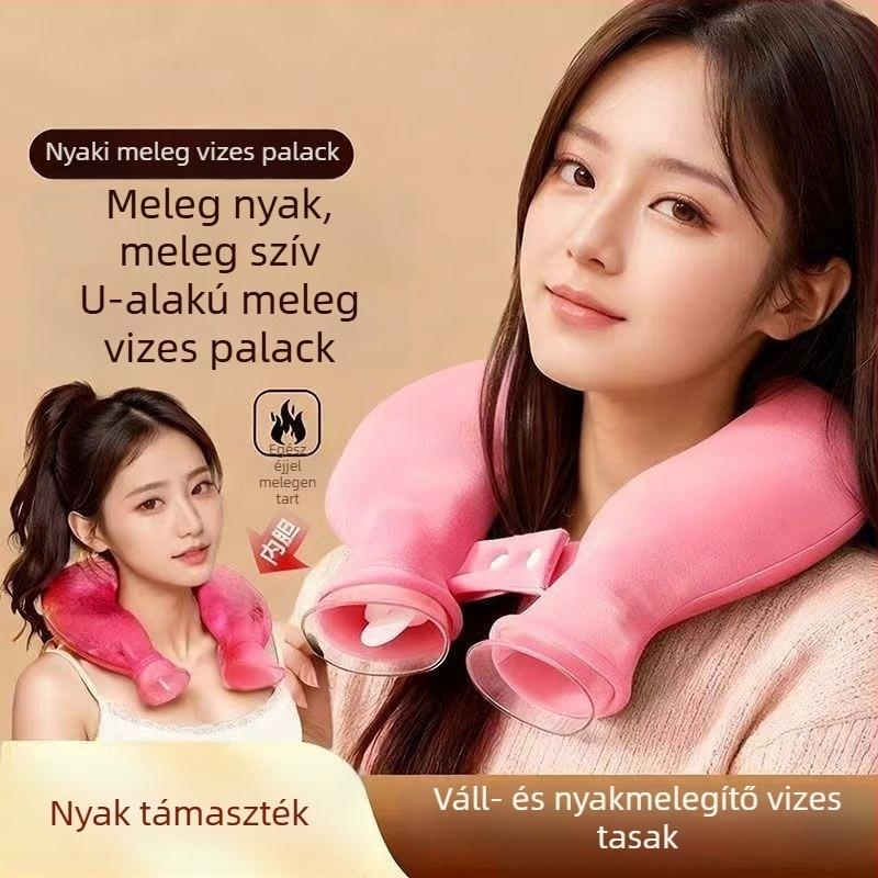 U-alakú vízzel töltött melegítő párna nyakhoz és vállakhoz, nyaki gerinc melegítése vízbefecskendezéssel, téli lábmelegítés