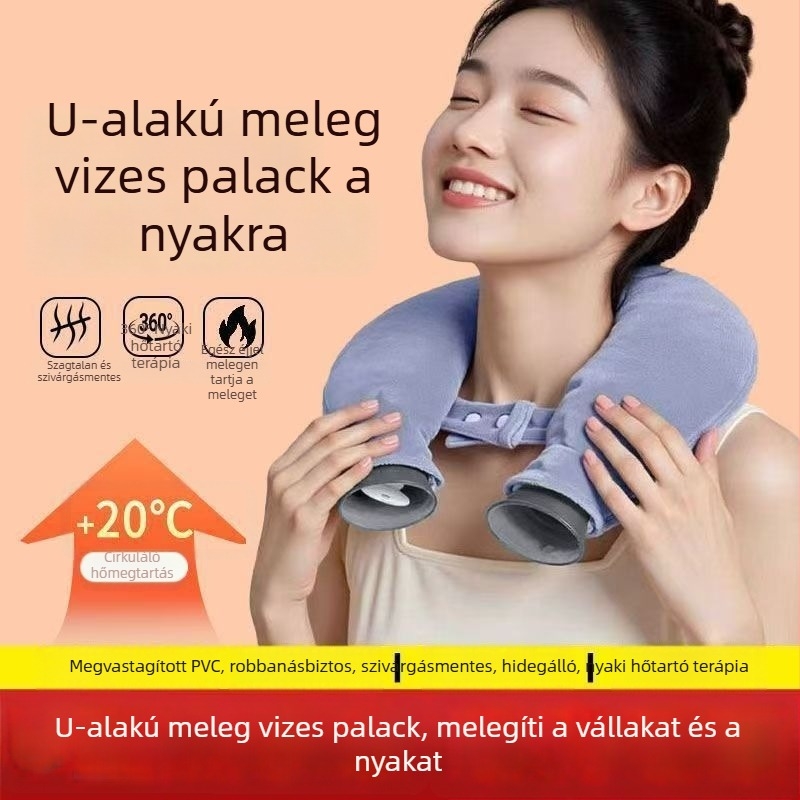 U-alakú vízzel töltött melegítő párna nyakhoz és vállakhoz, nyaki gerinc melegítése vízbefecskendezéssel, téli lábmelegítés
