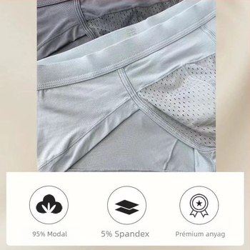 3 db férfi modal alsónemű, nagy méret, lélegző, nedvességelvezető, hálós, vékony pamut