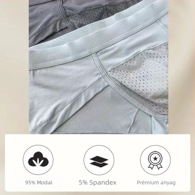 3 db férfi modal alsónemű, nagy méret, lélegző, nedvességelvezető, hálós, vékony pamut