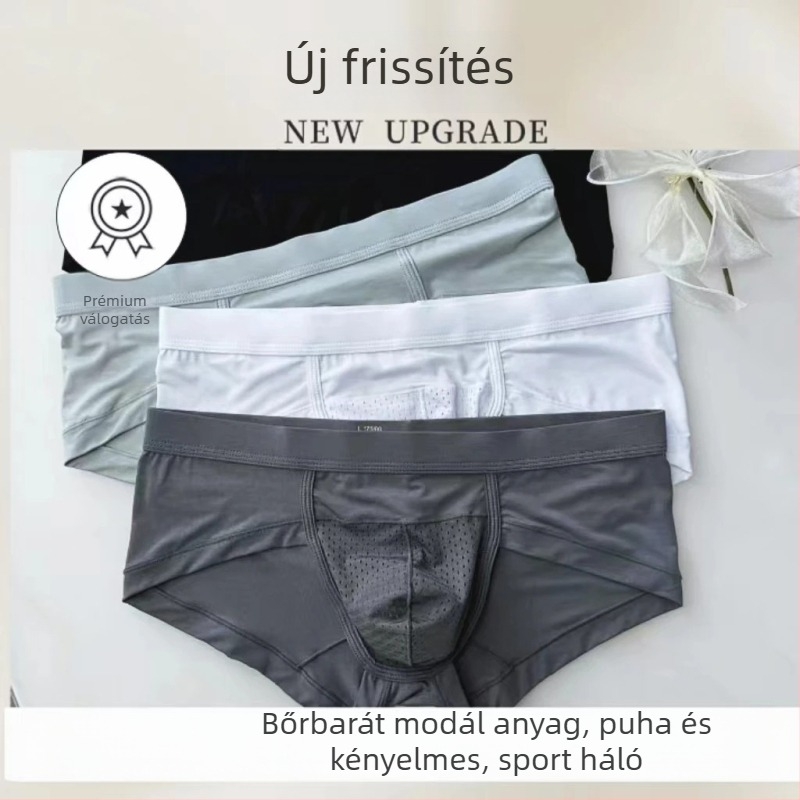 3 db férfi modal alsónemű, nagy méret, lélegző, nedvességelvezető, hálós, vékony pamut