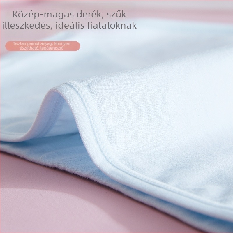 Magas derekú pamut alsónemű tinilányok számára, nyomtatott mintával, plusz méret, antibakteriális intim résszel, kényelmes és lélegző