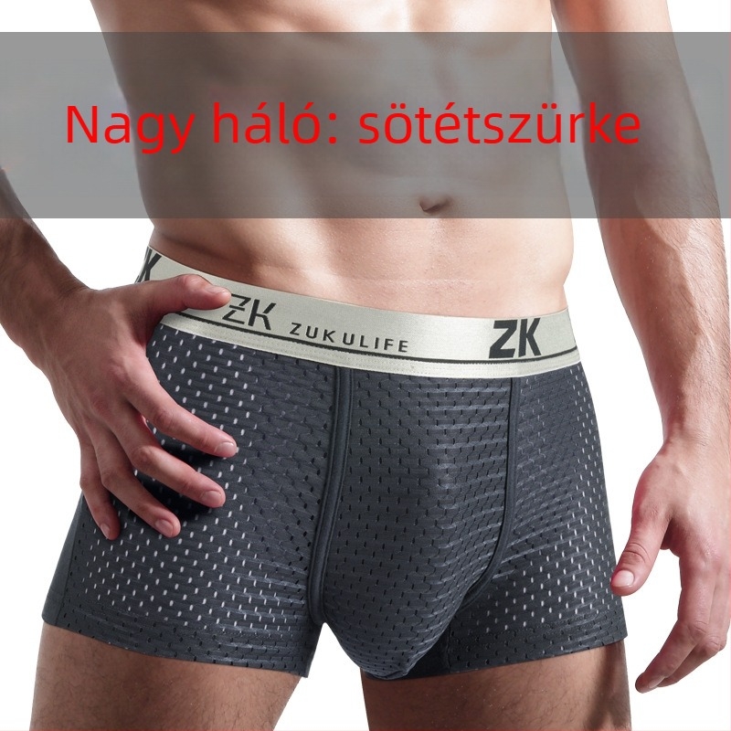 ZK márkájú férfi boxeralsónemű, Ice Silk anyag, lélegző hálós szövés, nagy méret