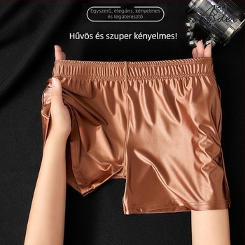Férfi boxer brief, nagy méret, lélegző Ice Silk anyag, kényelmes otthoni nadrág