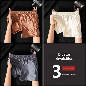 Férfi boxer brief, nagy méret, lélegző Ice Silk anyag, kényelmes otthoni nadrág