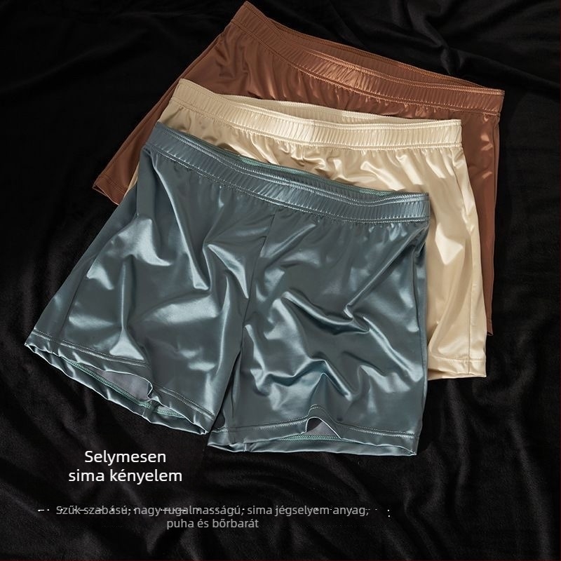 Férfi boxer brief, nagy méret, lélegző Ice Silk anyag, kényelmes otthoni nadrág