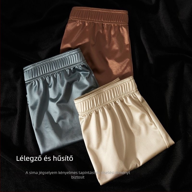 Férfi boxer brief, nagy méret, lélegző Ice Silk anyag, kényelmes otthoni nadrág