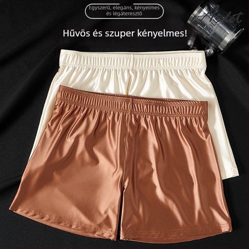 Férfi boxer brief, nagy méret, lélegző Ice Silk anyag, kényelmes otthoni nadrág