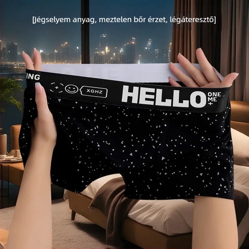 Három darabos férfi boxer alsó ice silk anyagból – kényelmes, lélegző és antibakteriális.