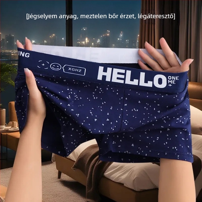 Három darabos férfi boxer alsó ice silk anyagból – kényelmes, lélegző és antibakteriális.