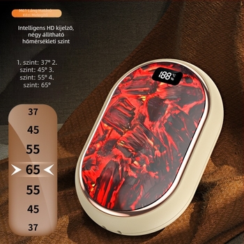 USB-s mini kézmelegítő digitális kijelzővel, beépített akkumulátorral 1200–2000 mAh, modell M61