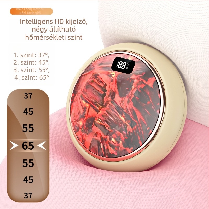 USB-s mini kézmelegítő digitális kijelzővel, beépített akkumulátorral 1200–2000 mAh, modell M61