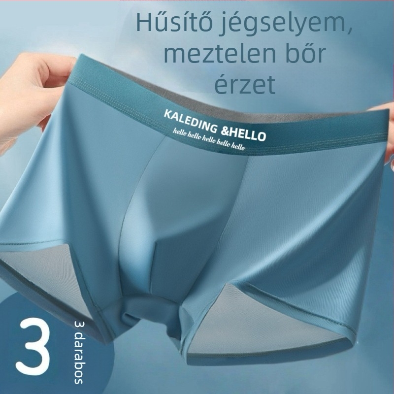 Férfiaknak szatén felületű jég-selyem alsónemű, luxus nude hatású boxer briefs, légáteresztő és kényelmes