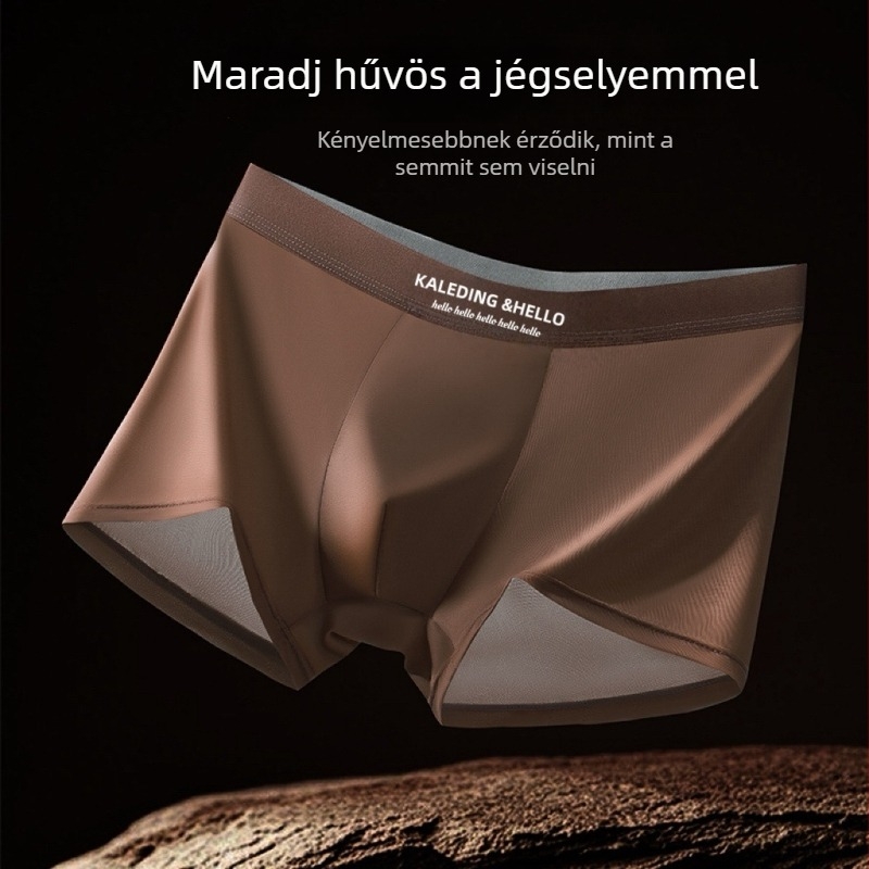 Férfiaknak szatén felületű jég-selyem alsónemű, luxus nude hatású boxer briefs, légáteresztő és kényelmes