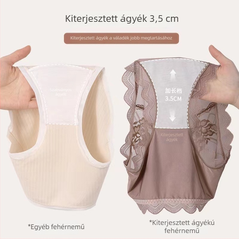 Női alsónemű középmagas derekú, plusz méret, ice-silk anyag, csipkés szegély, puha elasztikus anyag