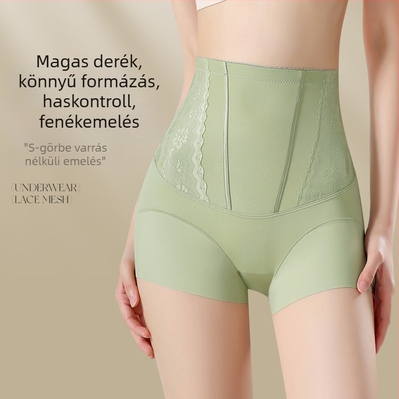 Nyári vékony, magas derekú hasformáló női alsónadrág nylonból, csipével, kényelmes és lélegző