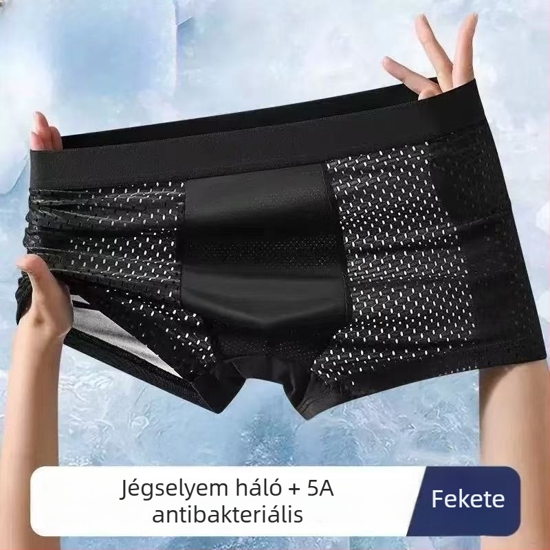 Férfi nyári boxeralsó ice silk anyagból, hálós, lélegző, gyorsan száradó, vékony fazon