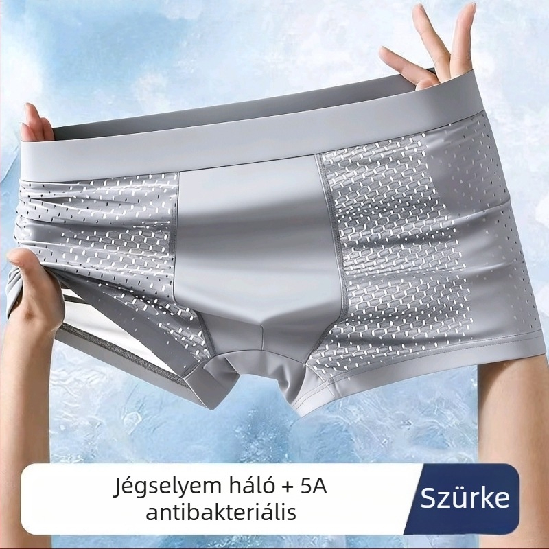 Férfi nyári boxeralsó ice silk anyagból, hálós, lélegző, gyorsan száradó, vékony fazon