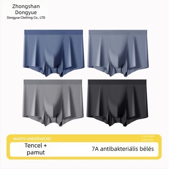 Férfi Tencel boxeralsónemű, lélegző ice silk anyag, antibakteriális ágyéki rész, egyszínű, középmagas derék