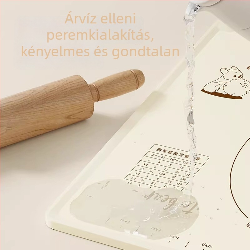 Élelmiszer-minőségű szilikon dagasztó és nyújtó matrac, vastag, csúszásmentes felülettel, konyhai sütéshez