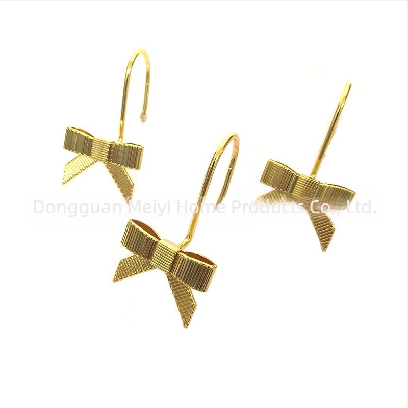Ívelt zuhanyfüggönyakasztó cinkötvözetből, dekoratív zuhanyfüggönygyűrű, nordic stílus, egy kampó
