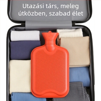Gumi melegvíz-palack belső töltőrésszel, otthoni használatra, hagyományos melegítő víztáska a has és a kéz melegítéséhez.