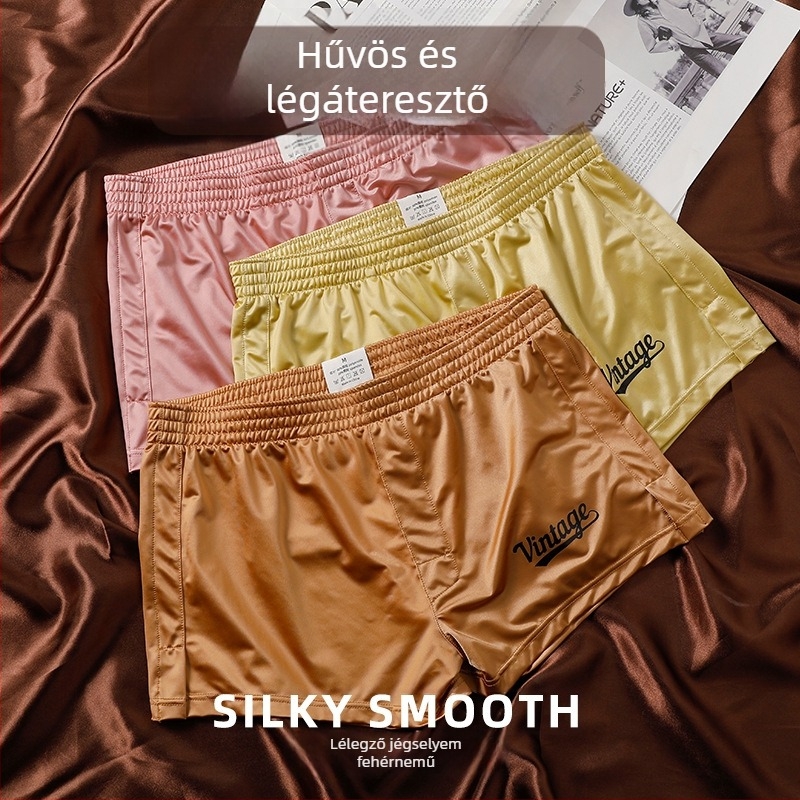 Férfi alsónadrág Ice Silk, egyszínű, otthoni és mindennapi viselethez, nagy méret