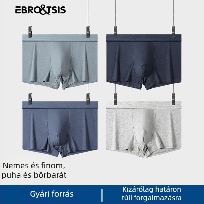 Férfi varrat nélküli boxeralsó modál anyagból, lélegző, antibakteriális, középmagas derék, kényelmes