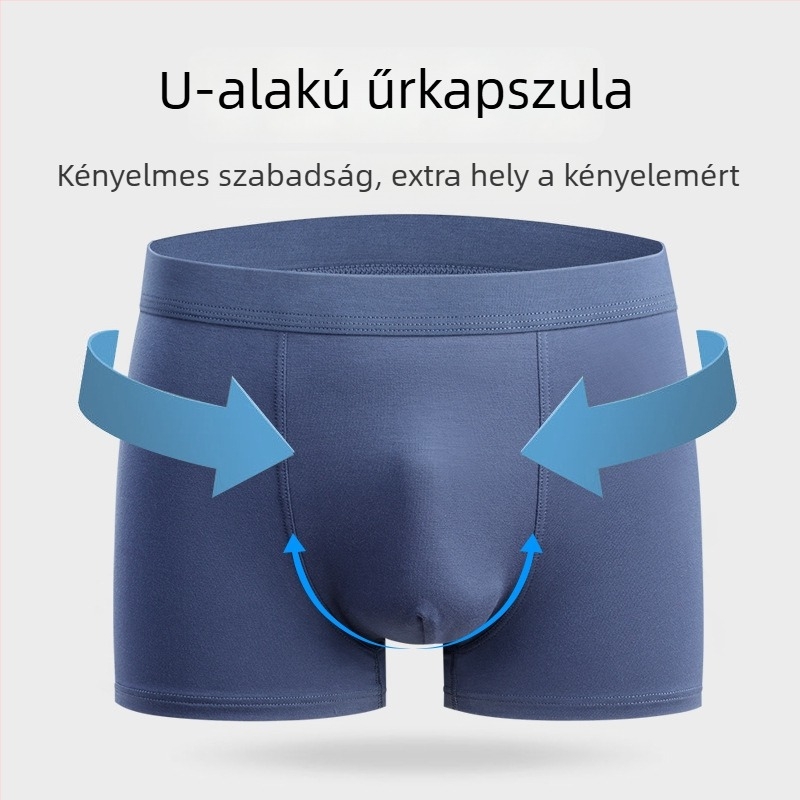 Férfi varrat nélküli boxeralsó modál anyagból, lélegző, antibakteriális, középmagas derék, kényelmes