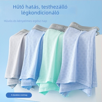 Antibakteriális férfi boxer alsó Ice Silk anyagból, középmagas derékkal, tinédzsereknek, lélegző