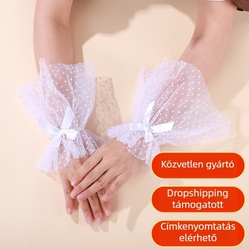 Légáteresztő vintage félujjas hálókesztyű nőknek, ujjak nélkül, csipkés menyasszonyi karrész a ruhához