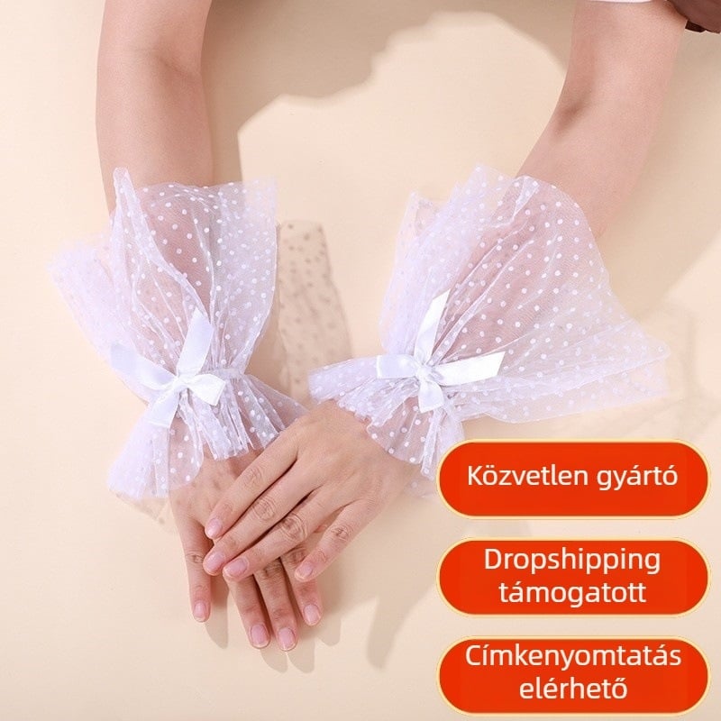 Légáteresztő vintage félujjas hálókesztyű nőknek, ujjak nélkül, csipkés menyasszonyi karrész a ruhához