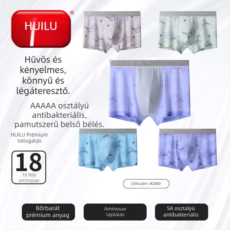 Huilu Zhongshan férfi ice silk boxer briefs – lélegző, vékony nyári modell, varrat nélküli, nagy méret