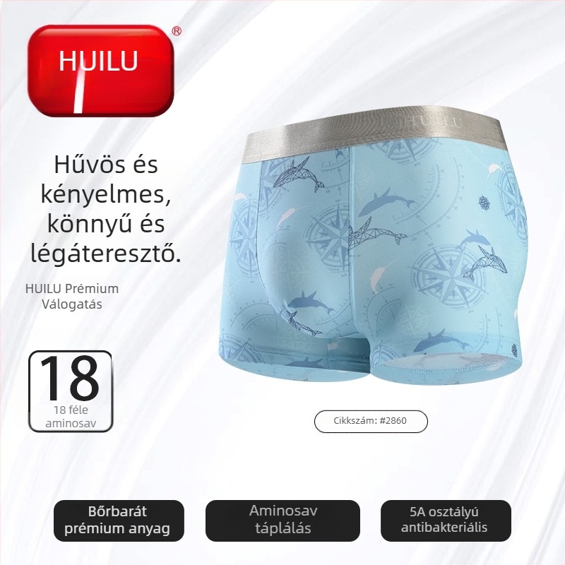 Huilu Zhongshan férfi ice silk boxer briefs – lélegző, vékony nyári modell, varrat nélküli, nagy méret