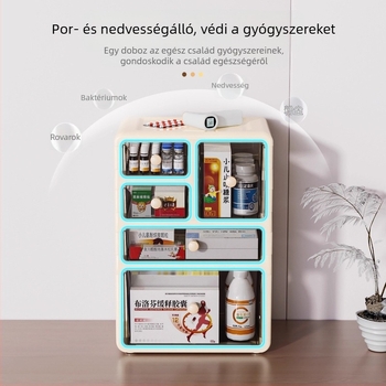 Asztali gyógyszeres doboz fiókos – otthoni elsősegély és gyógyszer tároló, nagy kapacitású